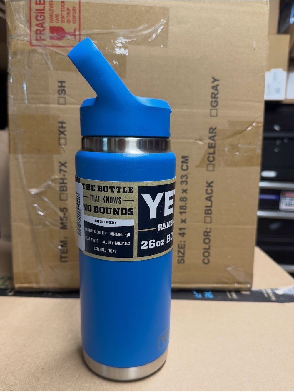 Yeti Blue Insulated Rambler Bottle with Straw Lid